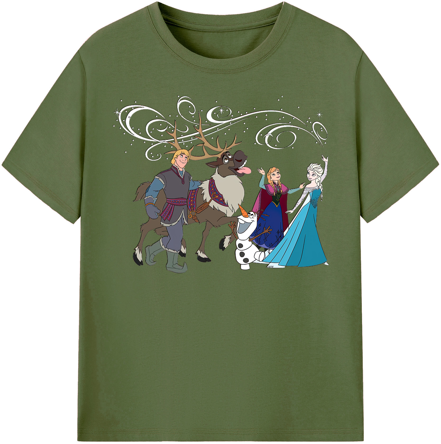 （画像用） アナと雪の女王 アンナ エルサ Frozen Anna Elsa 綿100％半袖Tシャツ（フロントプリント）